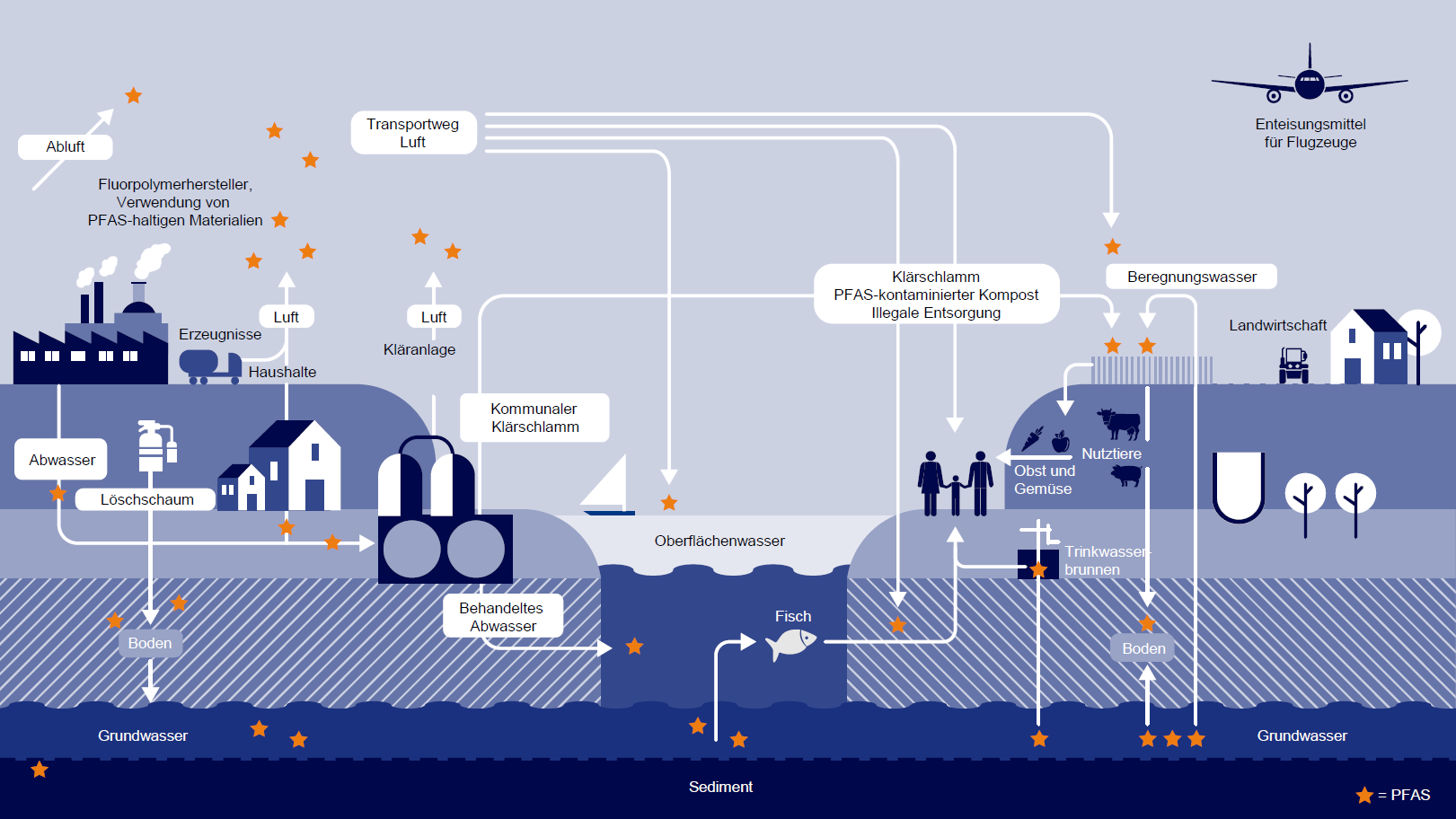 Eintragspfade und Transportwege von PFAS in die/der Umwelt